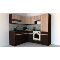 Bucatarie de Colt GENA NEW 7 ST. 180-210, Cu Corp de Cuptor, Wenge / Stejar Sonoma